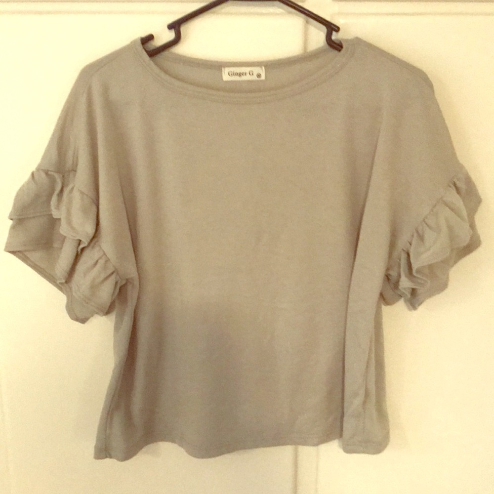 Teal top with ruffled sleeves
